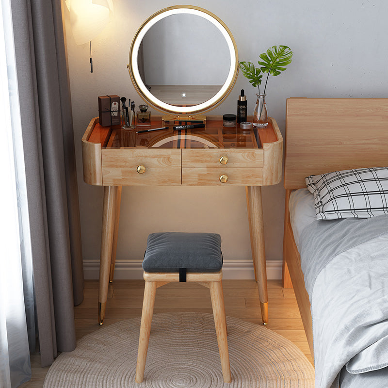 Modern Drawers Dressing Table Solid Wood Dresser Mirrored Vanity Set Clearhalo 'Bedroom Furniture' 'furn' 'furn_makeup_vanities' 'Furniture' 'Makeup Vanities' 'makeup_vanities' 7225077