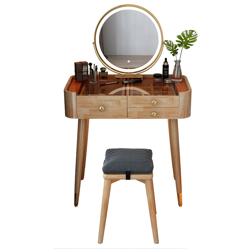 Modern Drawers Dressing Table Solid Wood Dresser Mirrored Vanity Set Clearhalo 'Bedroom Furniture' 'furn' 'furn_makeup_vanities' 'Furniture' 'Makeup Vanities' 'makeup_vanities' 7225080