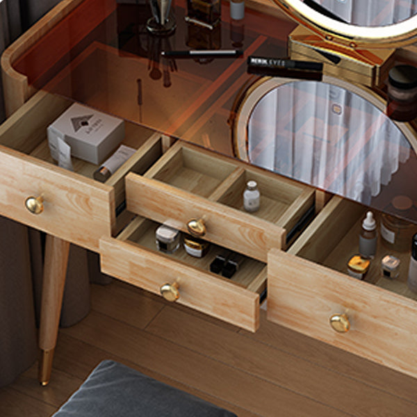 Modern Drawers Dressing Table Solid Wood Dresser Mirrored Vanity Set Clearhalo 'Bedroom Furniture' 'furn' 'furn_makeup_vanities' 'Furniture' 'Makeup Vanities' 'makeup_vanities' 7225085