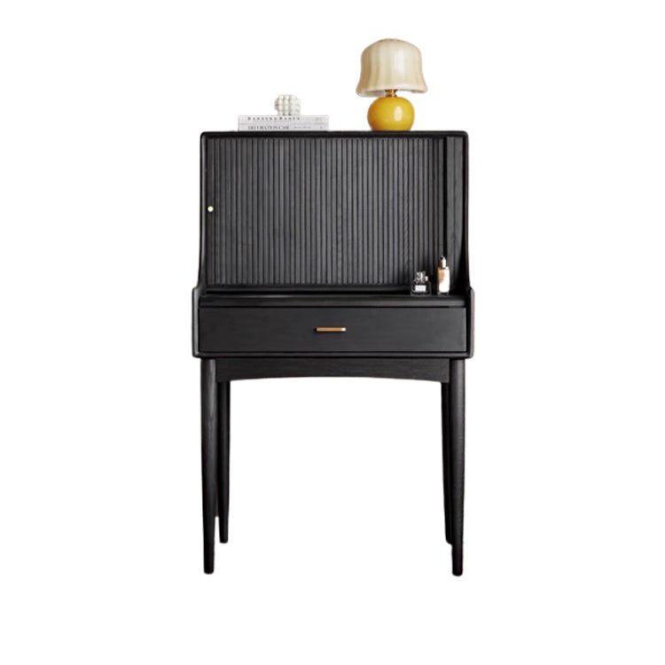 Modern Black Dressing Table Stool Set Wooden Vanity Dressing Table for Bedroom