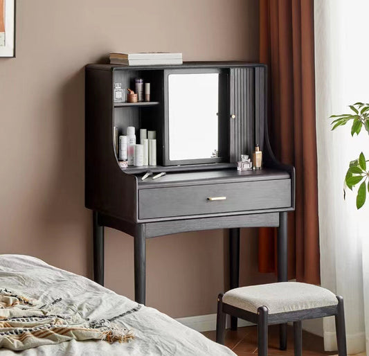 Tavolo da toeletta nero moderno set di sgabelli in legno tavolo da toeletta per camera da letto