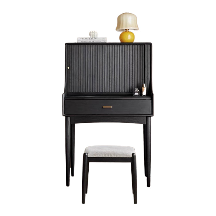 Modern Black Dressing Table Stool Set Wooden Vanity Dressing Table for Bedroom