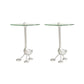 21" Wide Contemporary Corner Table Glass Clear Accent Side Table
