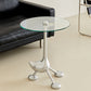 21" Wide Contemporary Corner Table Glass Clear Accent Side Table