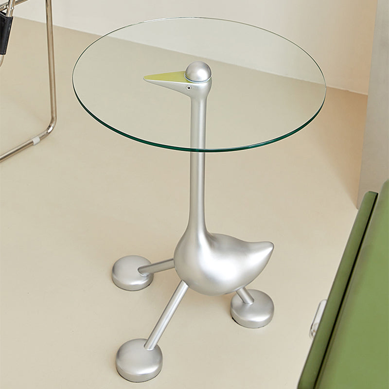 21" Wide Contemporary Corner Table Glass Clear Accent Side Table