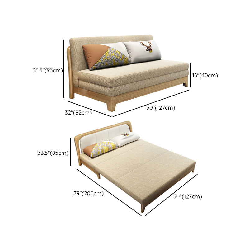 32" Wide Contemporary Sofa Futon Mustard Fabric Sleeper Sofa Clearhalo 'furn' 'furn_futons' 'Furniture' 'Futons & Daybeds' 'Futons' 'Living Room Furniture' 7225273