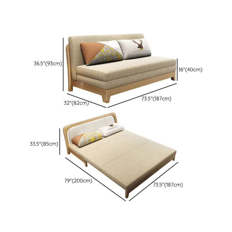 32" Wide Contemporary Sofa Futon Mustard Fabric Sleeper Sofa Clearhalo 'furn' 'furn_futons' 'Furniture' 'Futons & Daybeds' 'Futons' 'Living Room Furniture' 7225275