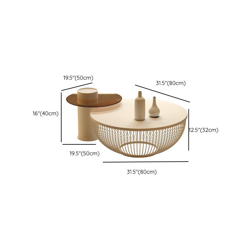 Modern Round Drum Coffee Table Metal Cocktail Table in White Clearhalo 'Coffee & Accent Tables' 'Coffee Tables' 'coffee_tables' 'furn' 'furn_coffee_tables' 'Furniture' 'Living Room Furniture' 7225509