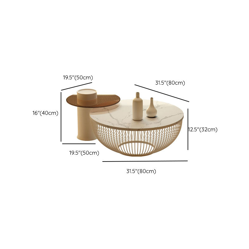 Modern Round Drum Coffee Table Metal Cocktail Table in White Clearhalo 'Coffee & Accent Tables' 'Coffee Tables' 'coffee_tables' 'furn' 'furn_coffee_tables' 'Furniture' 'Living Room Furniture' 7225510