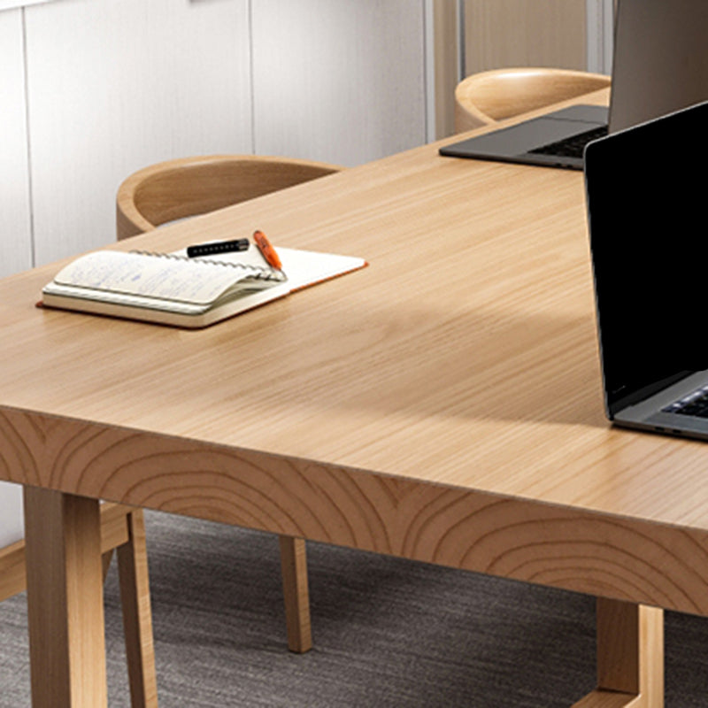 Rectangular Shaped Office Conference Table 4 Legs Task Desk in Brown Clearhalo 'furn' 'furn_office_desk' 'Furniture' 'Office Desks' 'Office Furniture' 'office_desk' 7226279