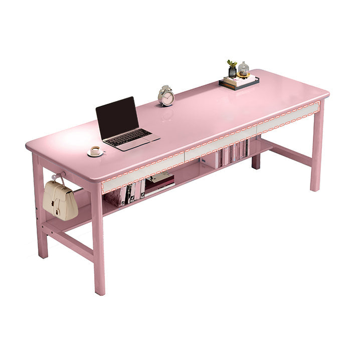 Wooden Rectangle Office Desk Modern Style Computer Desk with Drawers for Home Pink Clearhalo 'furn' 'furn_office_desk' 'Furniture' 'Office Desks' 'Office Furniture' 'office_desk' 7226310