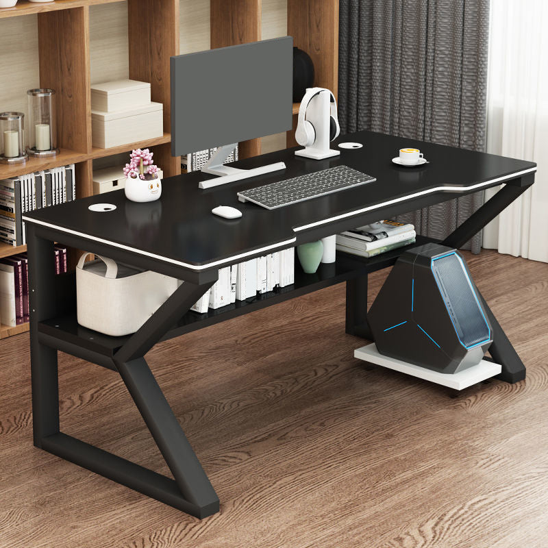 Contemporary Wooden Office Desk Antique Finish Gaming Desk with Metal Legs Clearhalo 'furn' 'furn_office_desk' 'Furniture' 'Office Desks' 'Office Furniture' 'office_desk' 7226354