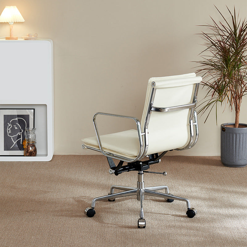 Silla de brazos fijos modernos cuero sin silla de escritorio ergonómico angustiante