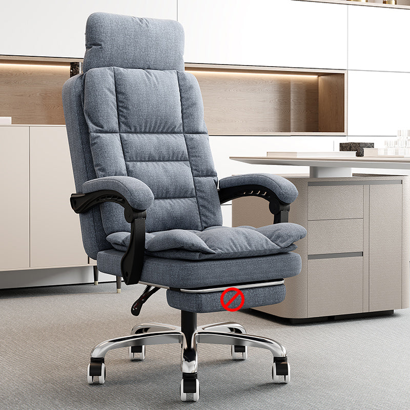 Linen Ergonomic Swivel Office Chair Height-adjustable Office Chair Gray 1 Piece Without Footrest Clearhalo 'furn' 'furn_office_chair' 'Furniture' 'Office Chairs' 'Office Furniture' 'office_chair' 7226553