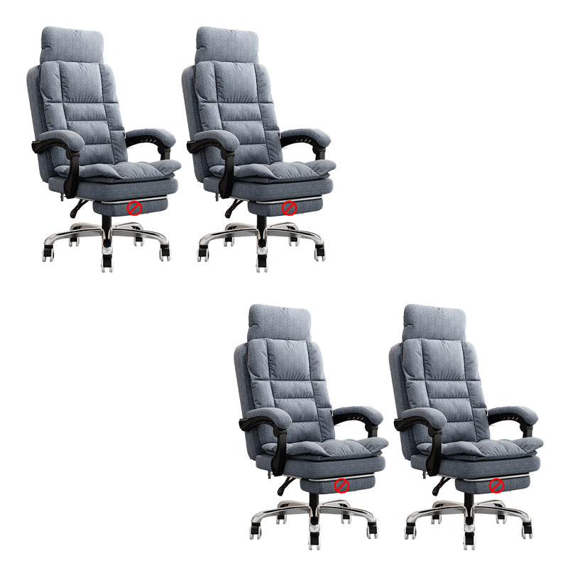 Linen Ergonomic Swivel Office Chair Height-adjustable Office Chair Gray 4 Piece Set Without Footrest Clearhalo 'furn' 'furn_office_chair' 'Furniture' 'Office Chairs' 'Office Furniture' 'office_chair' 7226556