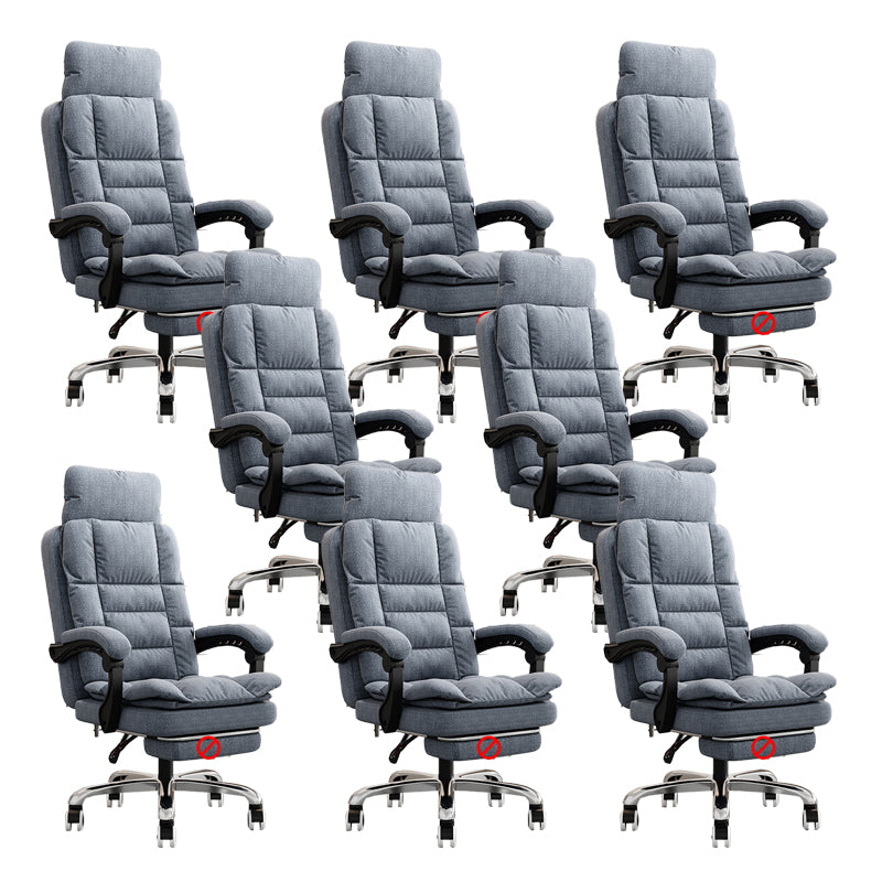 Linen Ergonomic Swivel Office Chair Height-adjustable Office Chair Gray 8 Piece Set Without Footrest Clearhalo 'furn' 'furn_office_chair' 'Furniture' 'Office Chairs' 'Office Furniture' 'office_chair' 7226561