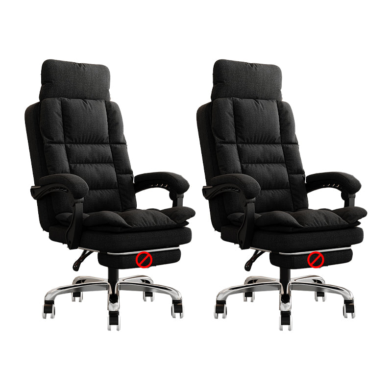 Linen Ergonomic Swivel Office Chair Height-adjustable Office Chair Black 2 Piece Set Without Footrest Clearhalo 'furn' 'furn_office_chair' 'Furniture' 'Office Chairs' 'Office Furniture' 'office_chair' 7226565