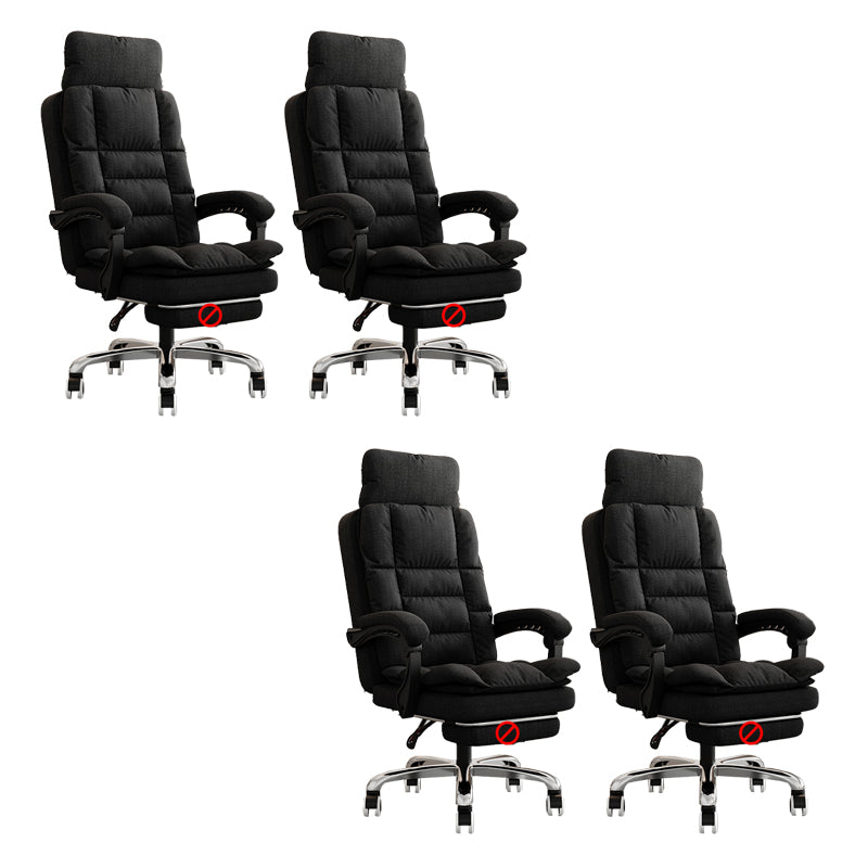Linen Ergonomic Swivel Office Chair Height-adjustable Office Chair Black 4 Piece Set Without Footrest Clearhalo 'furn' 'furn_office_chair' 'Furniture' 'Office Chairs' 'Office Furniture' 'office_chair' 7226567