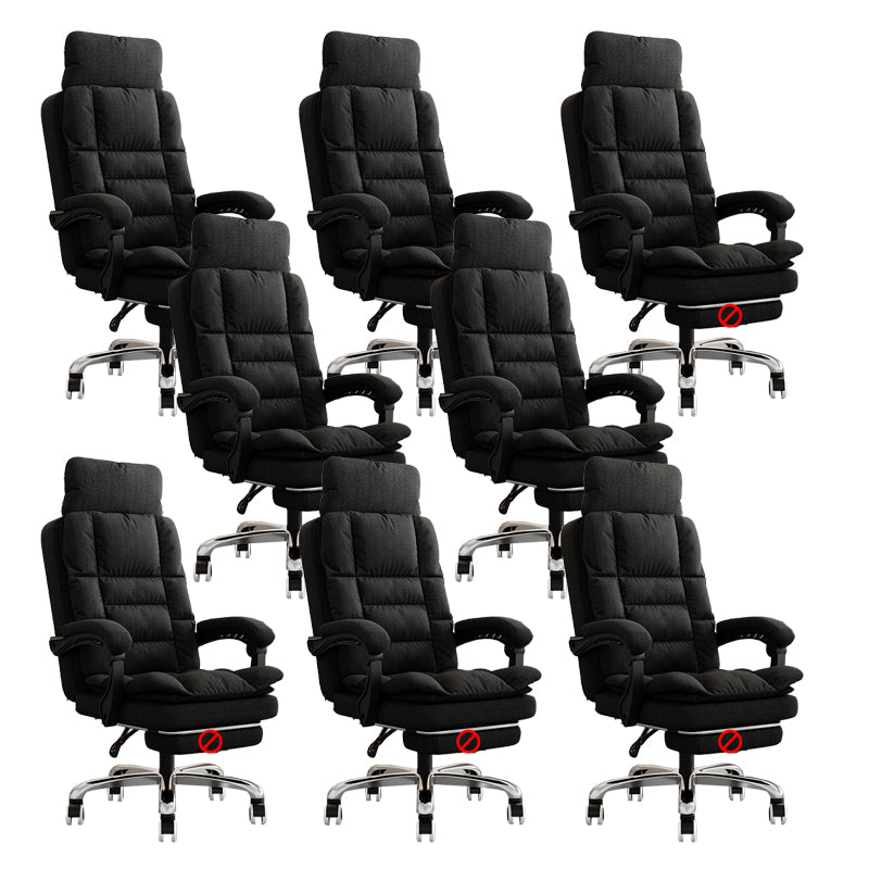 Linen Ergonomic Swivel Office Chair Height-adjustable Office Chair Black 8 Piece Set Without Footrest Clearhalo 'furn' 'furn_office_chair' 'Furniture' 'Office Chairs' 'Office Furniture' 'office_chair' 7226570