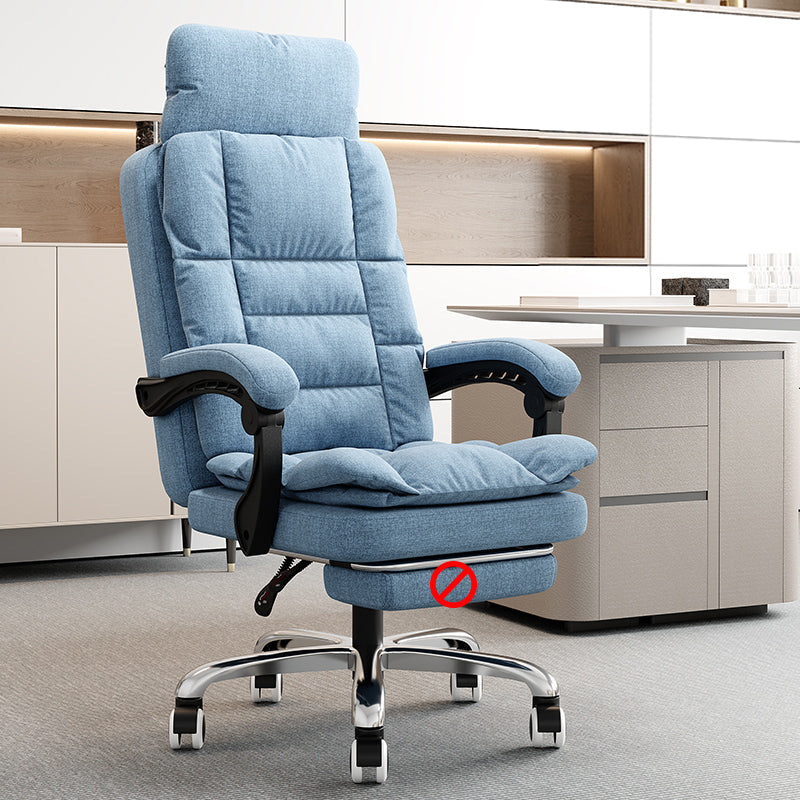 Linen Ergonomic Swivel Office Chair Height-adjustable Office Chair Blue 1 Piece Without Footrest Clearhalo 'furn' 'furn_office_chair' 'Furniture' 'Office Chairs' 'Office Furniture' 'office_chair' 7226571
