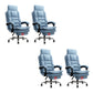 Linen Ergonomic Swivel Office Chair Height-adjustable Office Chair Blue 4 Piece Set Without Footrest Clearhalo 'furn' 'furn_office_chair' 'Furniture' 'Office Chairs' 'Office Furniture' 'office_chair' 7226573