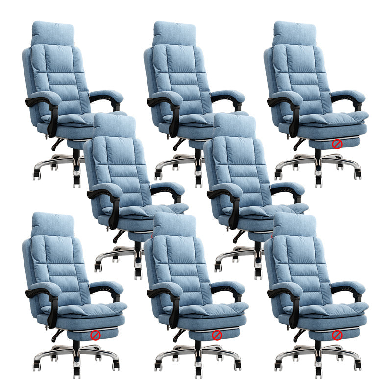 Linen Ergonomic Swivel Office Chair Height-adjustable Office Chair Blue 8 Piece Set Without Footrest Clearhalo 'furn' 'furn_office_chair' 'Furniture' 'Office Chairs' 'Office Furniture' 'office_chair' 7226575