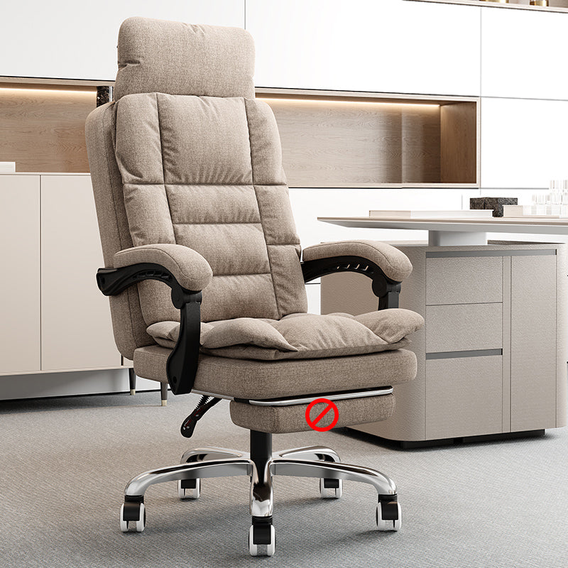 Linen Ergonomic Swivel Office Chair Height-adjustable Office Chair Khaki 1 Piece Without Footrest Clearhalo 'furn' 'furn_office_chair' 'Furniture' 'Office Chairs' 'Office Furniture' 'office_chair' 7226576