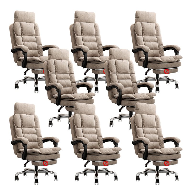 Linen Ergonomic Swivel Office Chair Height-adjustable Office Chair Khaki 8 Piece Set Without Footrest Clearhalo 'furn' 'furn_office_chair' 'Furniture' 'Office Chairs' 'Office Furniture' 'office_chair' 7226580