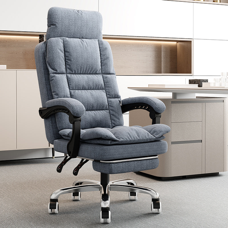 Linen Ergonomic Swivel Office Chair Height-adjustable Office Chair Gray 1 Piece With Footrest Clearhalo 'furn' 'furn_office_chair' 'Furniture' 'Office Chairs' 'Office Furniture' 'office_chair' 7226581