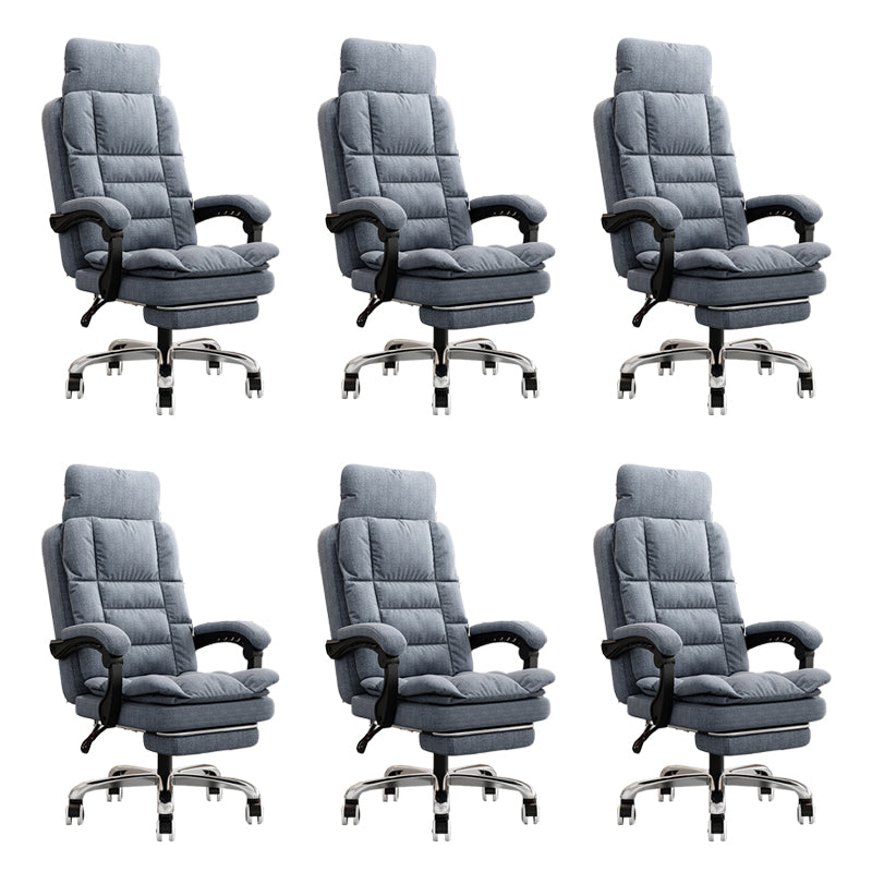 Linen Ergonomic Swivel Office Chair Height-adjustable Office Chair Gray 6 Piece Set With Footrest Clearhalo 'furn' 'furn_office_chair' 'Furniture' 'Office Chairs' 'Office Furniture' 'office_chair' 7226584