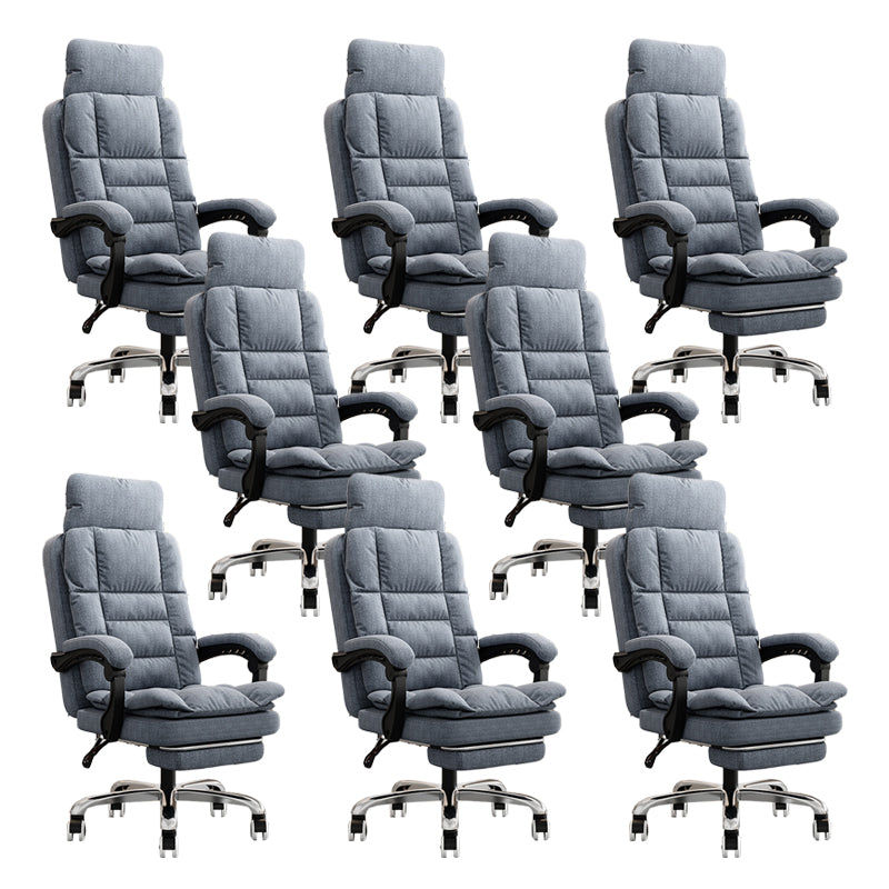 Linen Ergonomic Swivel Office Chair Height-adjustable Office Chair Gray 8 Piece Set With Footrest Clearhalo 'furn' 'furn_office_chair' 'Furniture' 'Office Chairs' 'Office Furniture' 'office_chair' 7226585