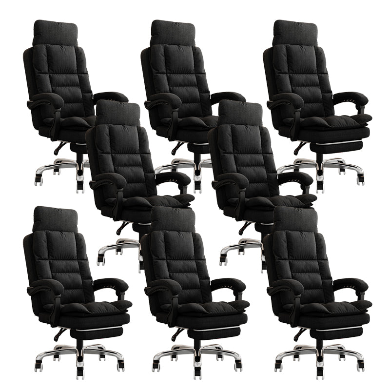 Linen Ergonomic Swivel Office Chair Height-adjustable Office Chair Black 8 Piece Set With Footrest Clearhalo 'furn' 'furn_office_chair' 'Furniture' 'Office Chairs' 'Office Furniture' 'office_chair' 7226590
