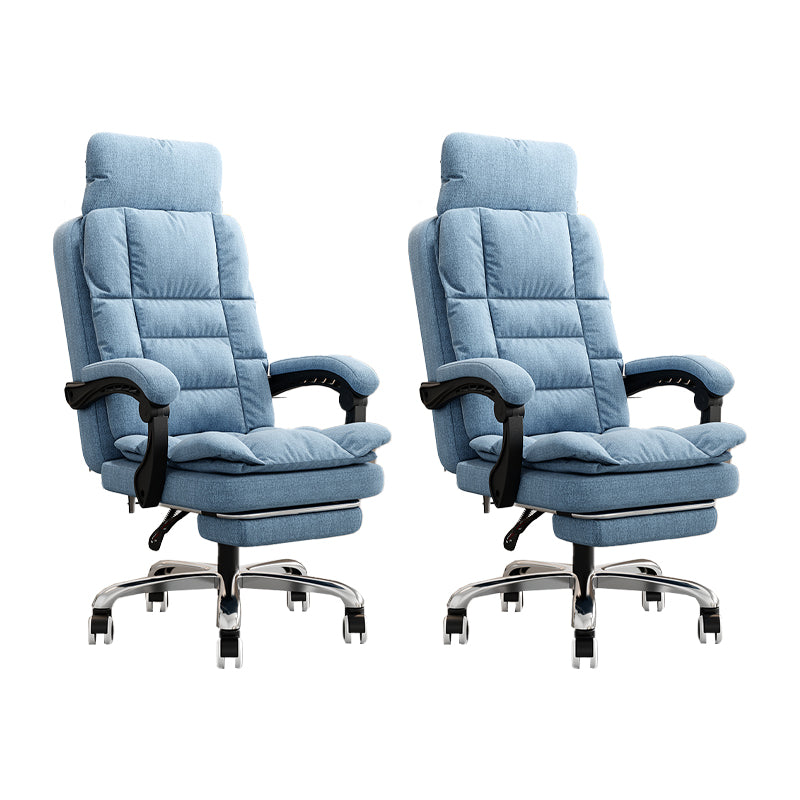 Linen Ergonomic Swivel Office Chair Height-adjustable Office Chair Blue 2 Piece Set With Footrest Clearhalo 'furn' 'furn_office_chair' 'Furniture' 'Office Chairs' 'Office Furniture' 'office_chair' 7226592