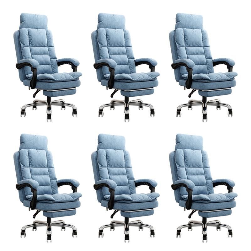 Linen Ergonomic Swivel Office Chair Height-adjustable Office Chair Blue 6 Piece Set With Footrest Clearhalo 'furn' 'furn_office_chair' 'Furniture' 'Office Chairs' 'Office Furniture' 'office_chair' 7226594