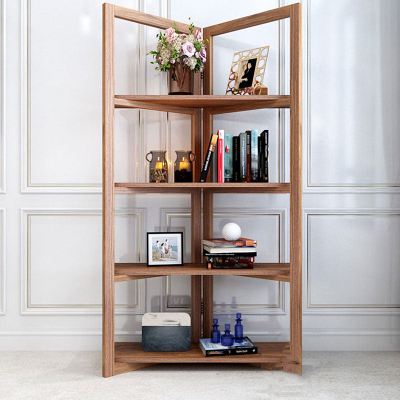 Open Back Folding Bookshelf Wood Contemporary Bookcase for Home 39.5"L x 18"W x 71"H Clearhalo 'Bookcases' 'furn' 'furn_bookcases' 'Furniture' 'Office Furniture' 7226644