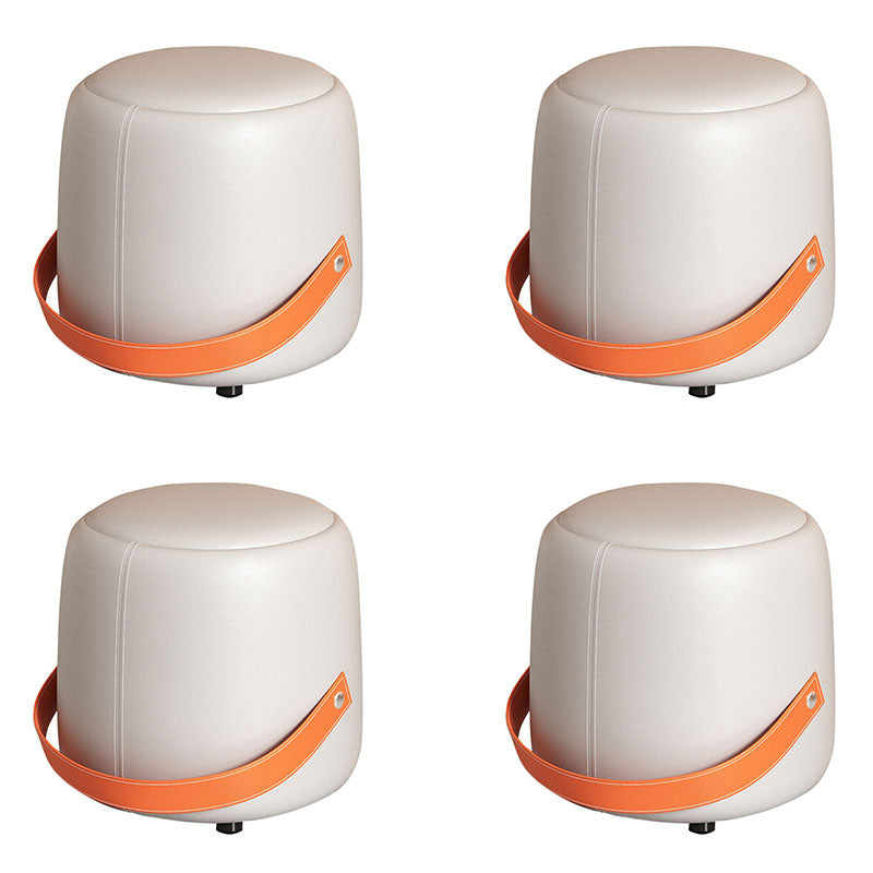 Modern Pouf Ottoman Faux Leather Upholstered Portable Ottoman