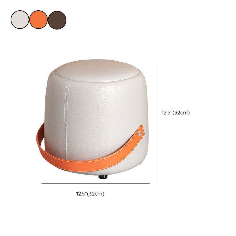 Modern Pouf Ottoman Faux Leather Upholstered Portable Ottoman