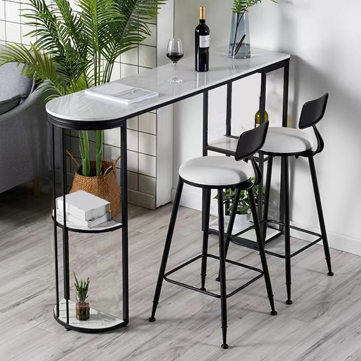 Modern Stone Bar Dining Table Specialty Bar Table for Small Places Black White Without Chairs Clearhalo 'Bar Furniture' 'Bar Tables' 'bar_tables' 'furn' 'furn_bar_tables' 'Furniture' 'Kitchen & Dining Furniture' 7226932