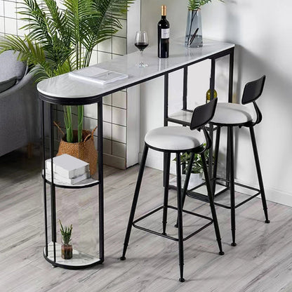 Modern Stone Bar Dining Table Specialty Bar Table for Small Places Black White Without Chairs Clearhalo 'Bar Furniture' 'Bar Tables' 'bar_tables' 'furn' 'furn_bar_tables' 'Furniture' 'Kitchen & Dining Furniture' 7226932