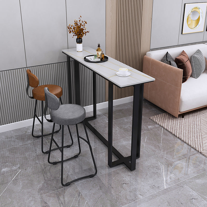 Modern Style Stone Bar Dining Table Rectangle Bar Table in White Clearhalo 'Bar Furniture' 'Bar Tables' 'bar_tables' 'furn' 'furn_bar_tables' 'Furniture' 'Kitchen & Dining Furniture' 7226938