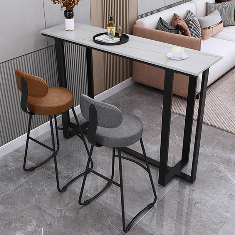 Modern Style Stone Bar Dining Table Rectangle Bar Table in White Clearhalo 'Bar Furniture' 'Bar Tables' 'bar_tables' 'furn' 'furn_bar_tables' 'Furniture' 'Kitchen & Dining Furniture' 7226939