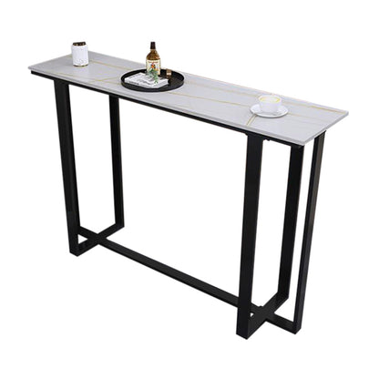 Modern Style Stone Bar Dining Table Rectangle Bar Table in White Without Chairs Clearhalo 'Bar Furniture' 'Bar Tables' 'bar_tables' 'furn' 'furn_bar_tables' 'Furniture' 'Kitchen & Dining Furniture' 7226942
