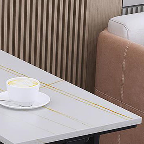 Modern Style Stone Bar Dining Table Rectangle Bar Table in White Clearhalo 'Bar Furniture' 'Bar Tables' 'bar_tables' 'furn' 'furn_bar_tables' 'Furniture' 'Kitchen & Dining Furniture' 7226943