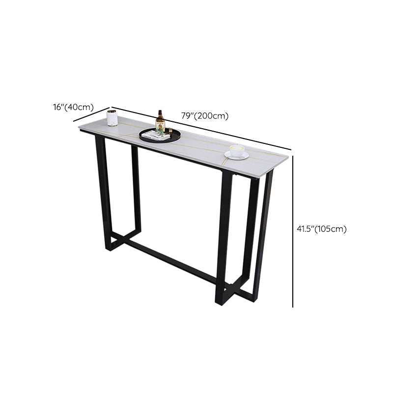 Modern Style Stone Bar Dining Table Rectangle Bar Table in White Clearhalo 'Bar Furniture' 'Bar Tables' 'bar_tables' 'furn' 'furn_bar_tables' 'Furniture' 'Kitchen & Dining Furniture' 7226945