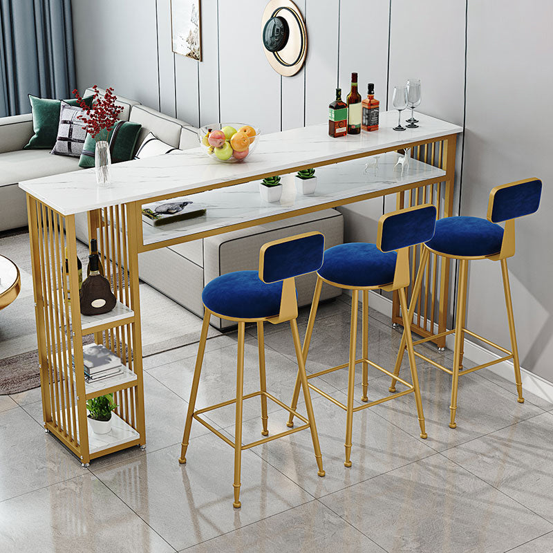 Glam Indoor Bar-Esstisch, rechteckiger Barhocker-Tisch aus Marmor