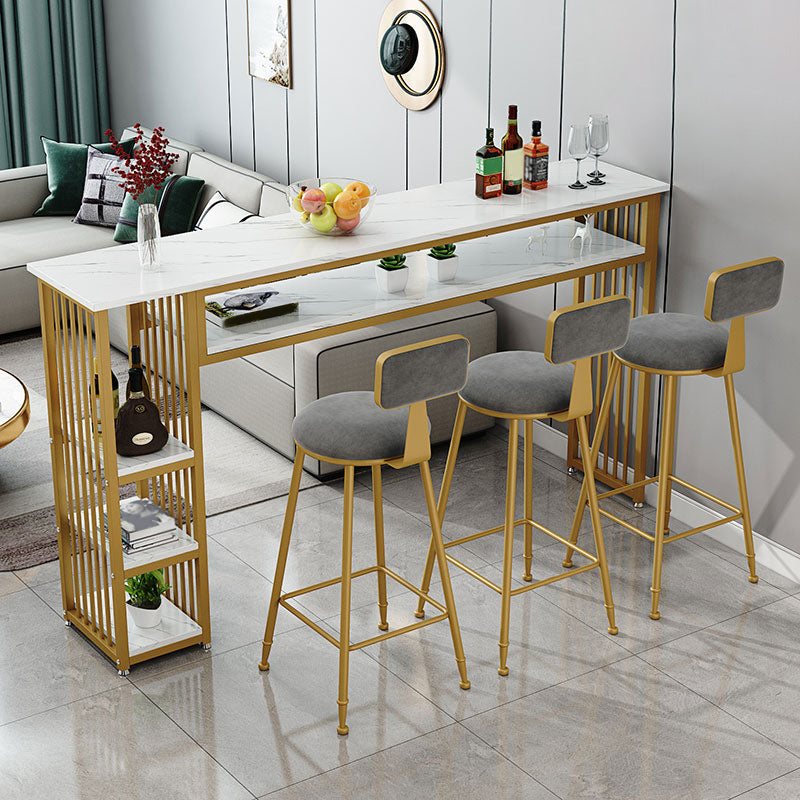 Glam Indoor Bar-Esstisch, rechteckiger Barhocker-Tisch aus Marmor