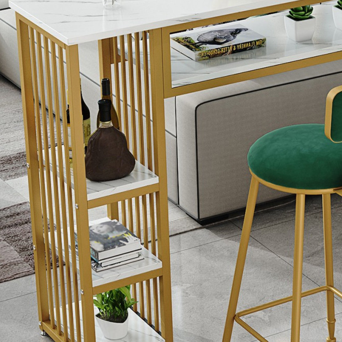 Glam Indoor Bar-Esstisch, rechteckiger Barhocker-Tisch aus Marmor