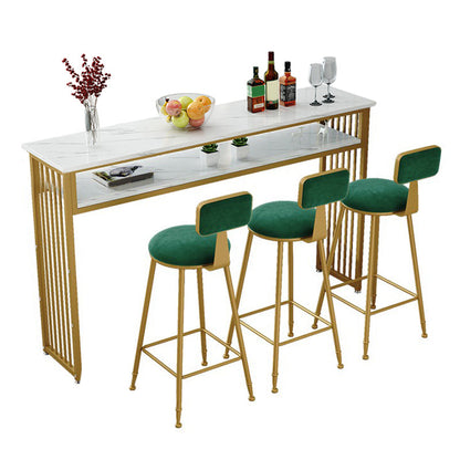 Glam Indoor Bar-Esstisch, rechteckiger Barhocker-Tisch aus Marmor