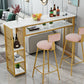 Glam Indoor Bar-Esstisch, rechteckiger Barhocker-Tisch aus Marmor