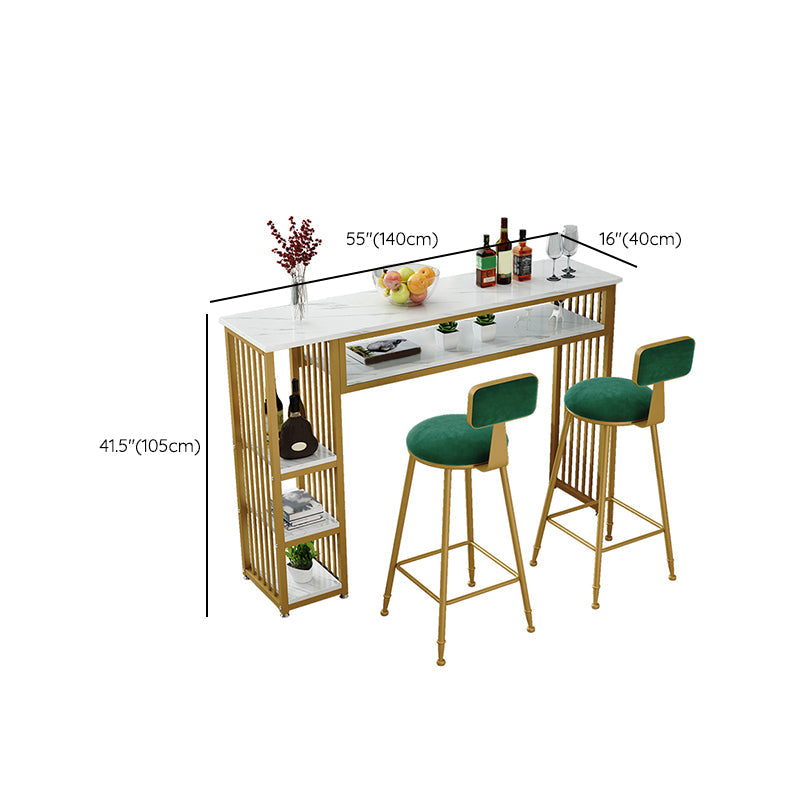 Glam Indoor Bar-Esstisch, rechteckiger Barhocker-Tisch aus Marmor